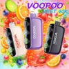 VOOPOO ZEST 40000口 電子煙主圖與包裝展示。圖中醒目標示核心賣點文字：40000 PUFFS (超大口數)、Press to Satisfy (一按滿足)、Adjustable nicotine strength (業界首創可調尼古丁濃度)、Adjustable power (可調功率) 與 Dual mesh coil (雙網狀線圈)。
