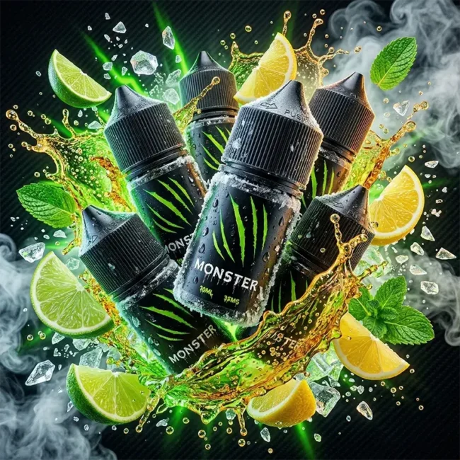 魔爪能量飲料煙油 MONSTER 產品圖 魔爪能量飲料煙油 MONSTER 產品圖,能量飲料、柑橘酸甜與薄荷尾韻調性